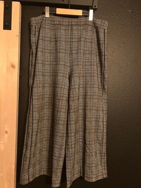 Plaid Wide-Leg Dress Pants - Black & White